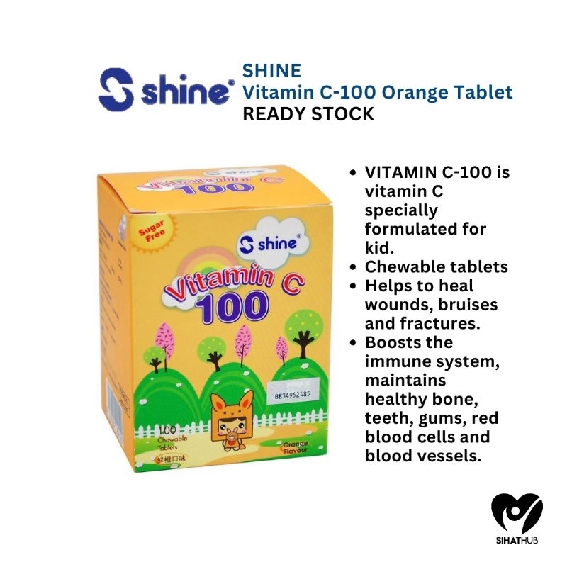 SHINE Vitamin C-100 Orange Tablet 100's | Shopee Malaysia