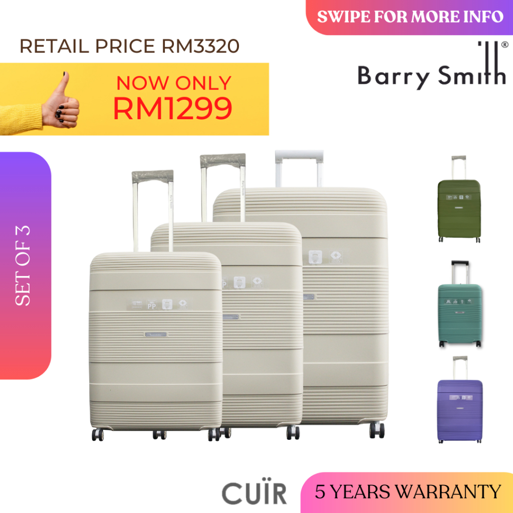 Barry Smith BSIKD Set of 3 PP Zipless Hardcase Luggage Shopee Malaysia