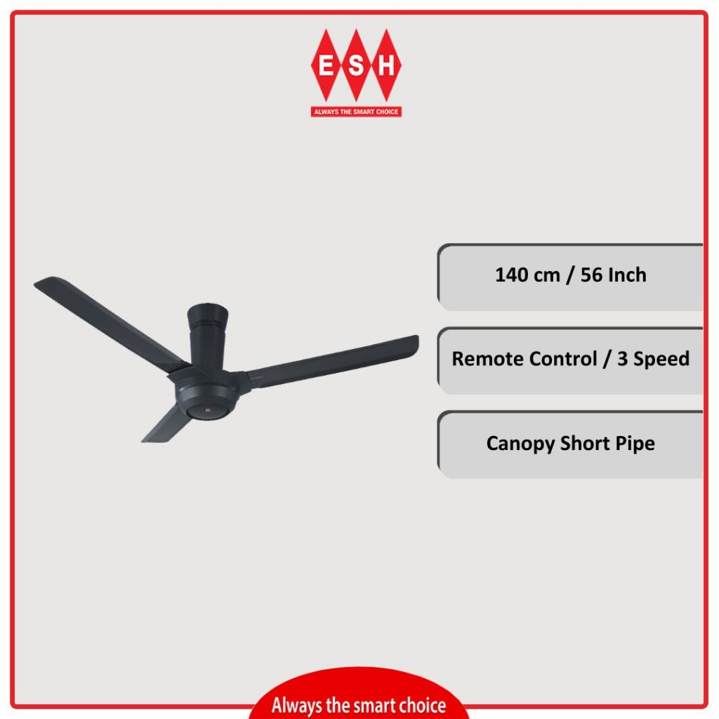 KDK K14KF-BK 140cm/ 56 Inch 3 Blades Ceiling Fan with Remote Control ...