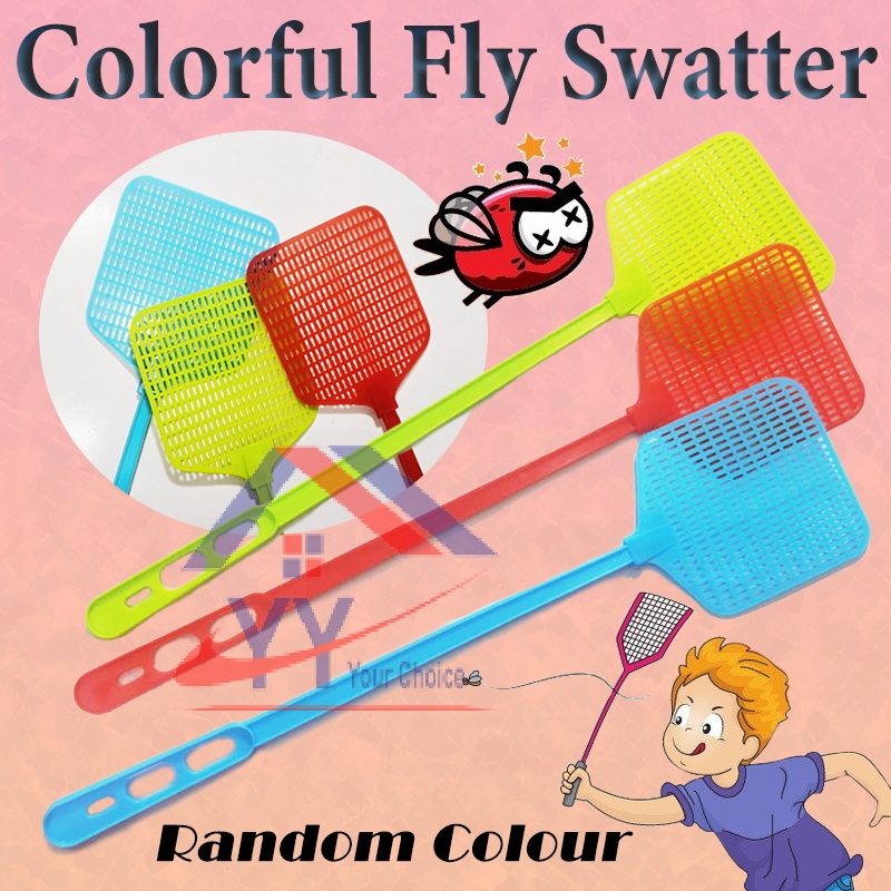 Colorful Fly Swatter/Plastic Colour Long Handle Fly, Mosquito Swatter ...