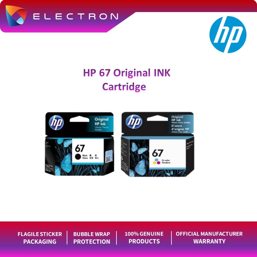 HP 67 Ink Cartridge (Black/Color) (3YM56AA/3YM55AA) | Shopee Malaysia