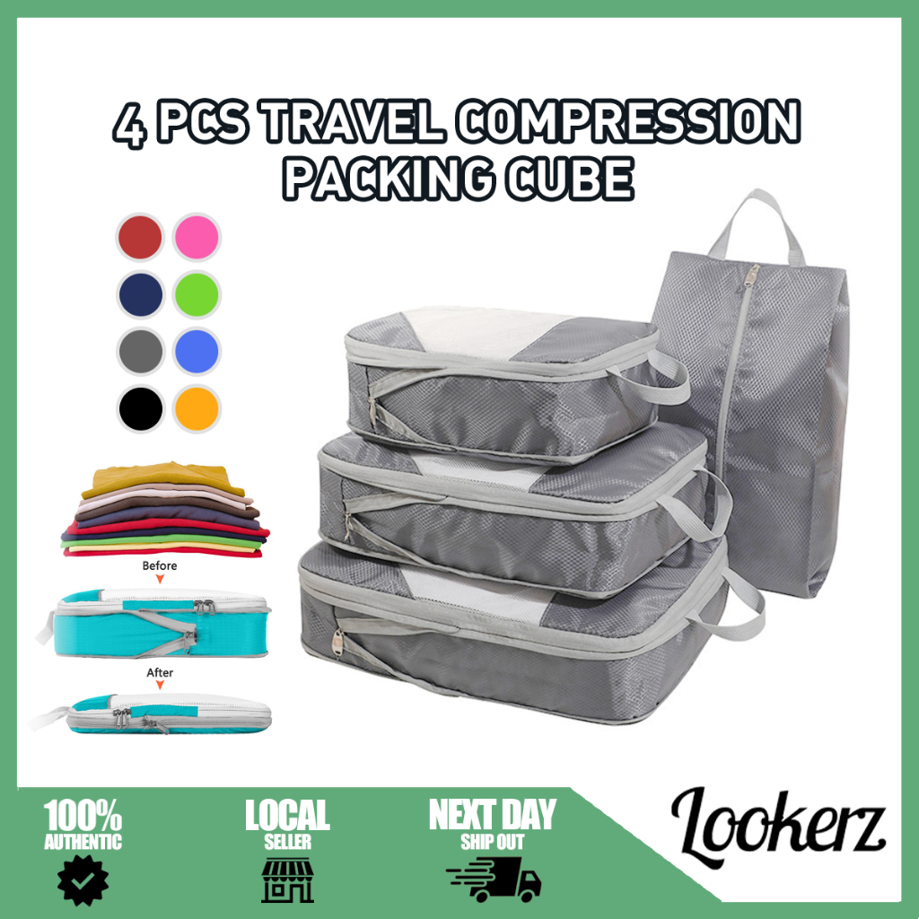 [my] Compression Packing Cube 4pcs Set  Travel Luggage Organiser  Large 