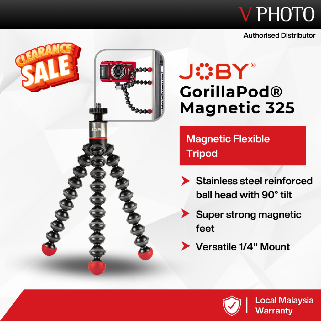 JOBY GORILLAPOD MAGNETIC 325 SELFIE FLEXIBLE LIGHTWEIGHT PORTABLE ...