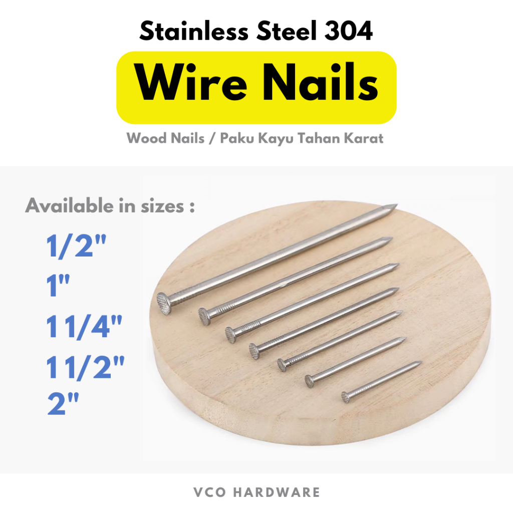 [ 10 PCS ] Stainless Steel SUS 304 Wire Nail / Common Nail / Paku Kayu ...