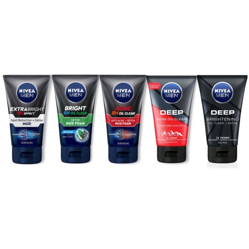 NIVEA MEN Mud 100g Deep Brightening Foam | Acne Oil Clear Scrub | Extra ...