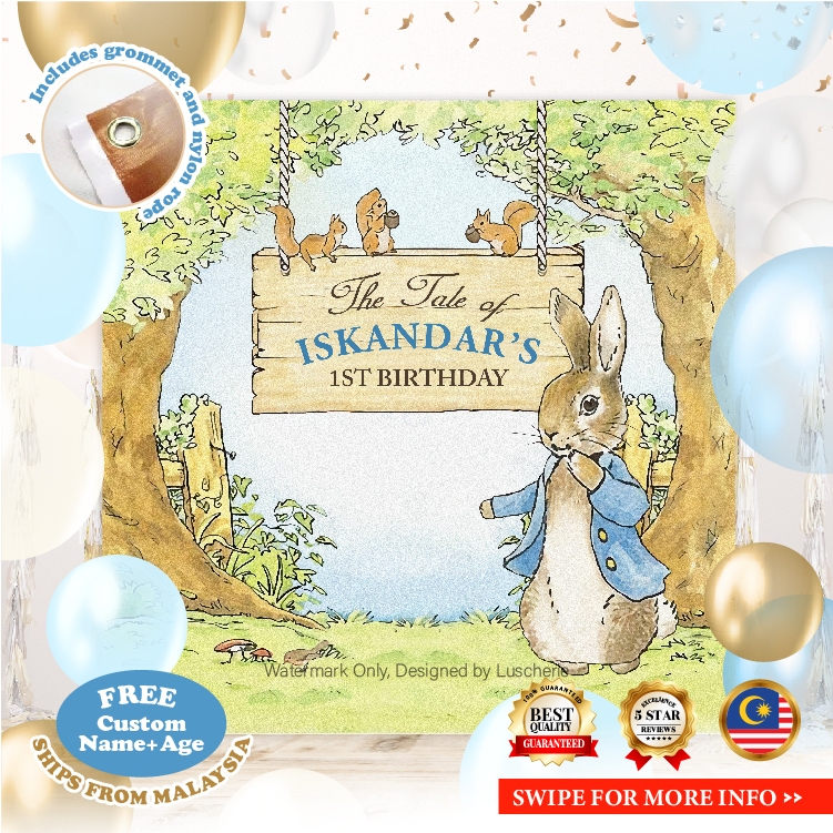 Birthday Banner | Birthday Backdrop | Hari Jadi - Peter Rabbit | Shopee ...
