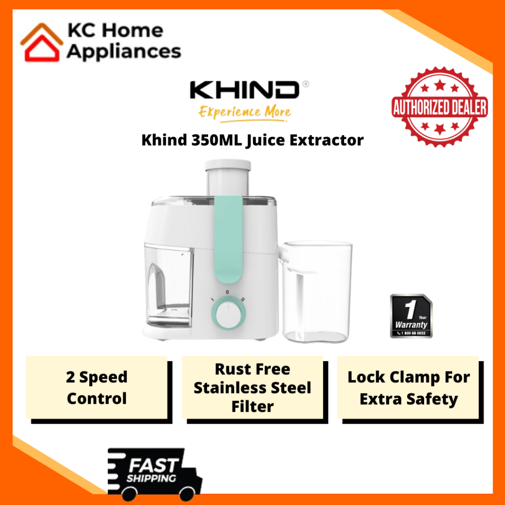 Khind 350ml Juice Extractor 300W 2 Speed Control Lock Clamp