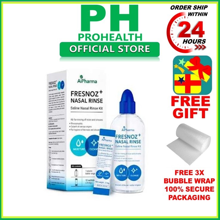 [1Bottle+12 Sachets] AiPharma Fresnoz+ Nasal Rinse Saline Nasal Rinse ...