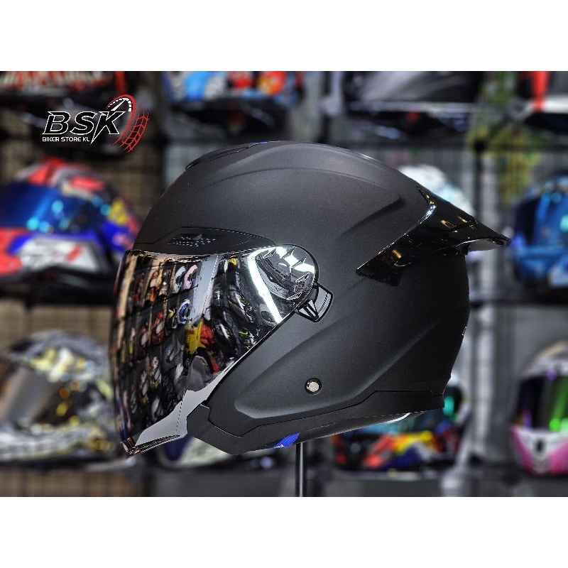 Original Nenki E1 Matte Black Open Face Helmet | Shopee Malaysia