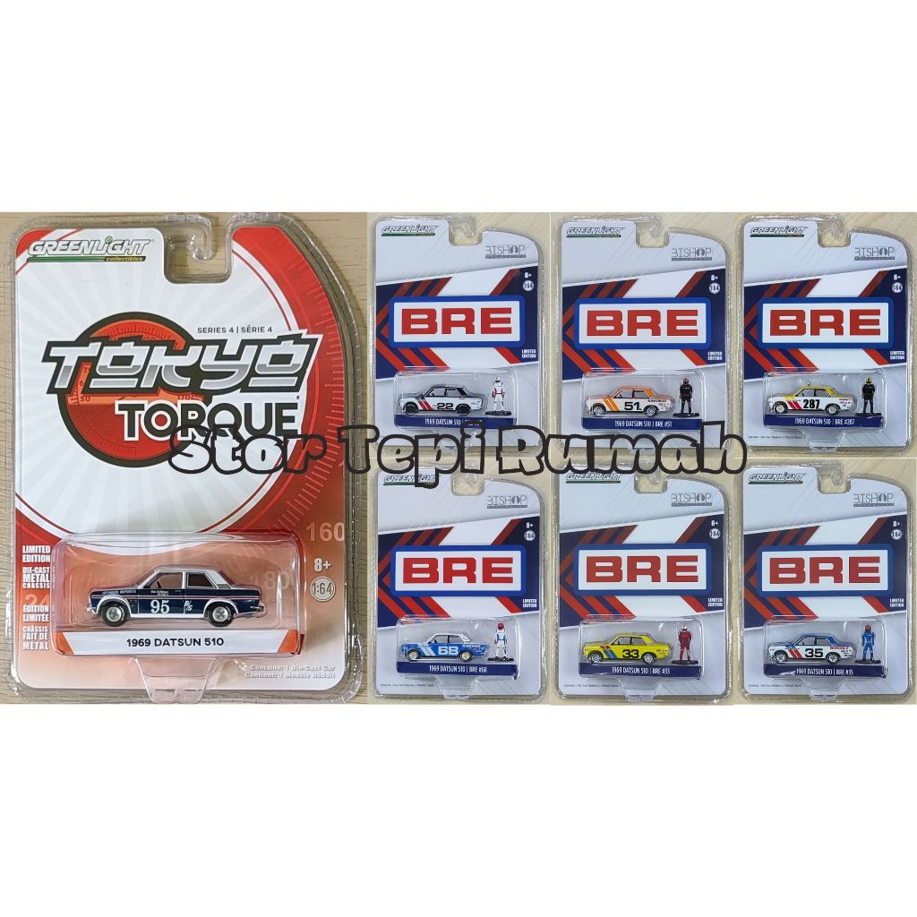 GreenLight 1:64 1969 Datsun 510 [Tokyo Torque Series 4 BRE #22 #33 #35 ...