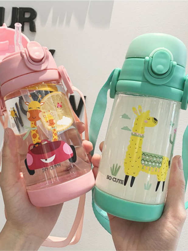 *Ready Stock* 600ML Kids Cute Colorful Bottle with Straw and Handle ...