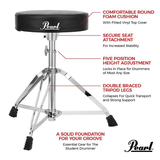 Pearl Drum Stool Pearl D50 Lightweight Double Braced Drum Throne