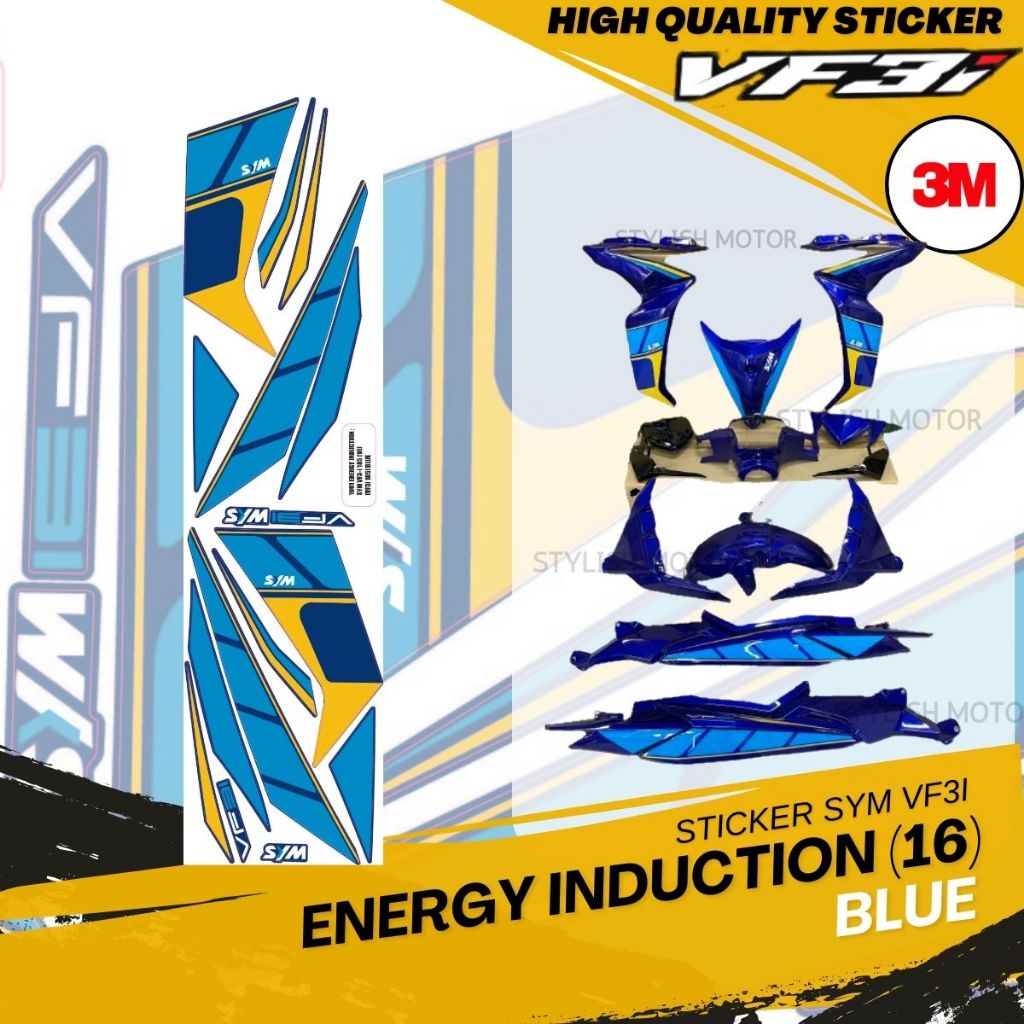 Stripe Sym Vf3i 185 [ 3M Sticker ] Vf3 1991 Energy Induction (16) Blue ...
