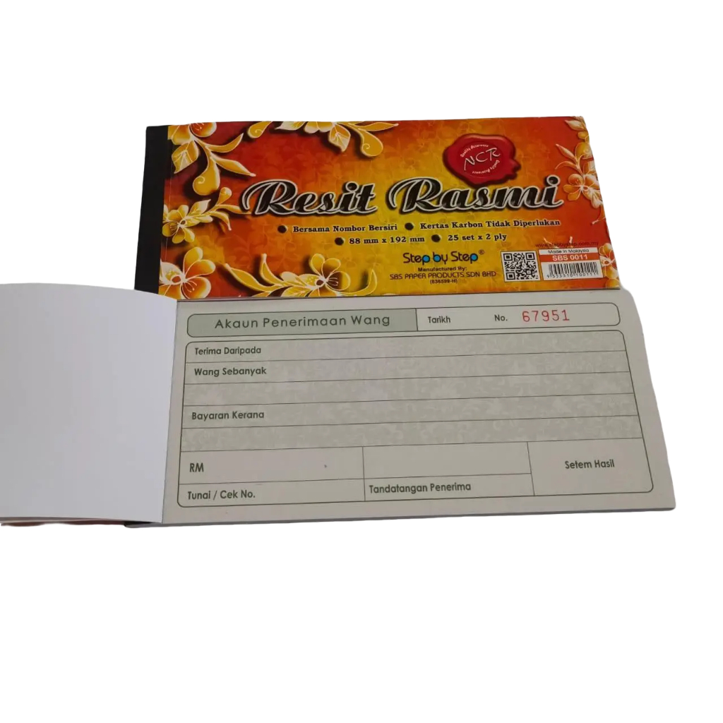 SBS NCR Official Receipt Book / Buku Resit Rasmi / 正式收据 With Numbering ...