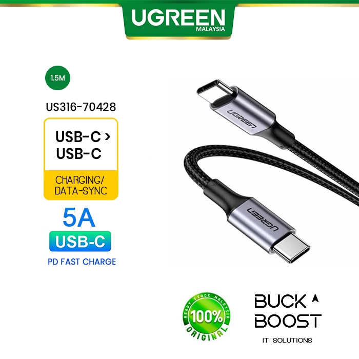 UGREEN (US316) TYPE C to TYPE C 2.0 - PD 100W CHARGING CABLE (1.5M ...