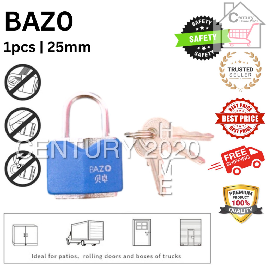 BAZO Padlock Premium Quality Anti Rust Pad Lock 25mm | Shopee Malaysia