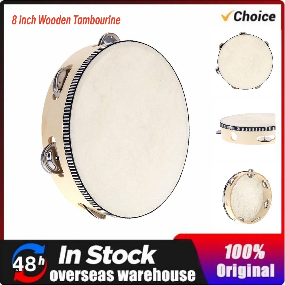 🔥Ready Stock🔥8 inch Wooden Tambourine Tamborine Drum Percussion ...