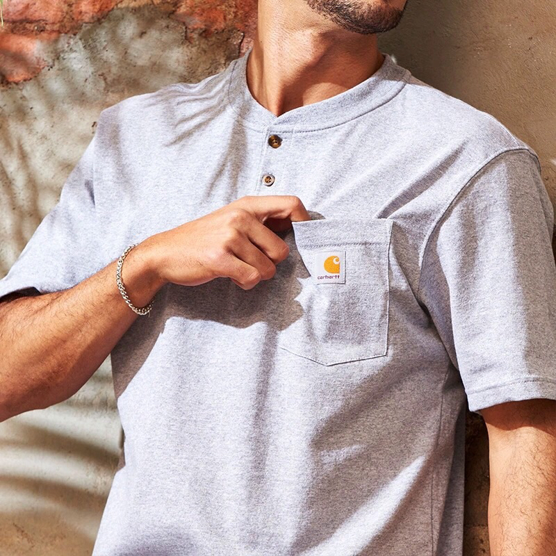 Original Carhartt K84 Carhartt American casual work pocket Henry collar short sleeved T shirt pure cotton loose hip hop Shopee Malaysia