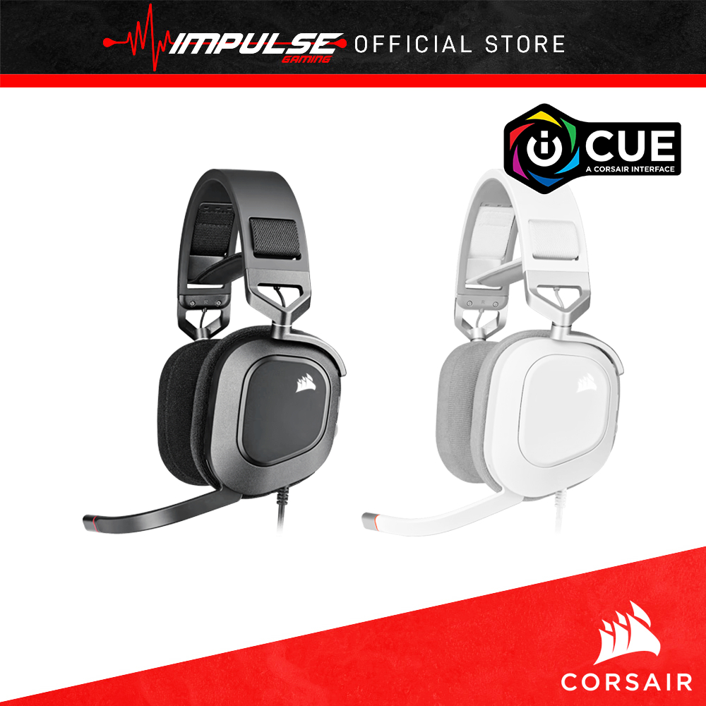 Corsair HS80 RGB USB Wired Carbon & White - Premium Gaming Headset with ...