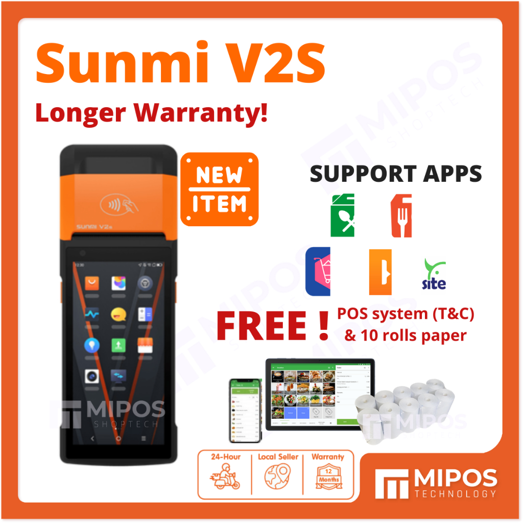 SUNMI V2S [NEW MODEL] Mobile Handheld POS Terminal with Printer & 4G ...