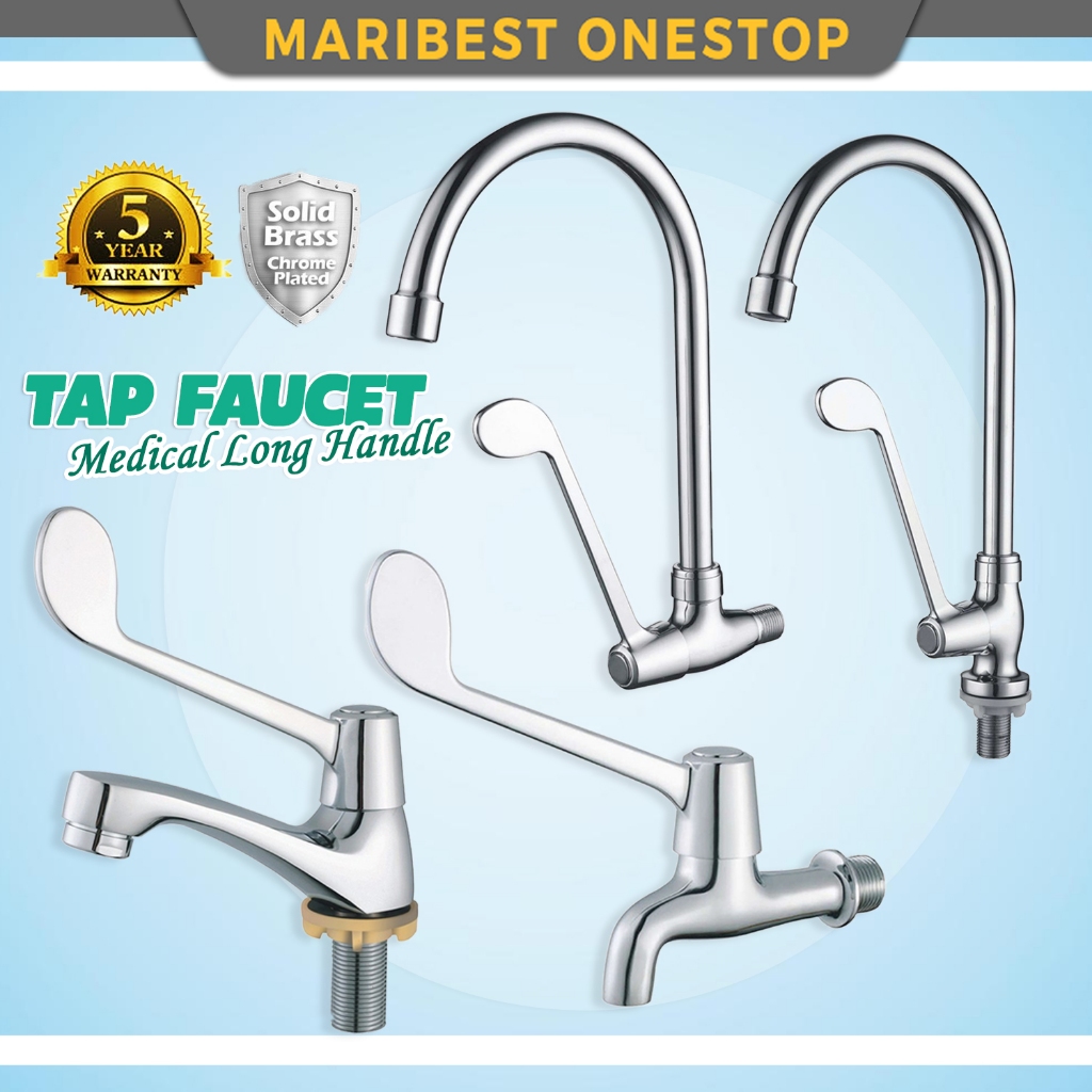 Medical Hospital Brass Basin Tap Wall Tap Wall Kitchen Faucet Long