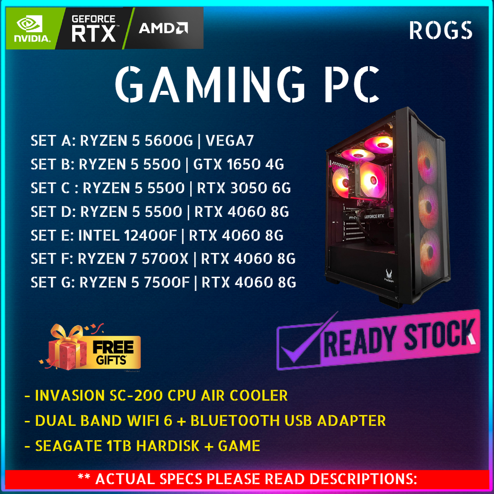 FULL SET BUDGET GAMING PC / CUSTOM PC / INTEL / RYZEN / NVIDIA RTX ...