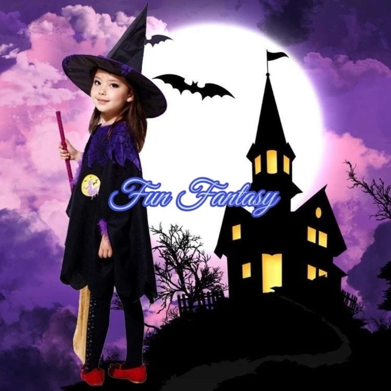 Malaysia Ready Stock💥 Halloween Storybook Witch Cosplay Costume Set 万圣节小女巫角色扮演套装 Shopee Malaysia