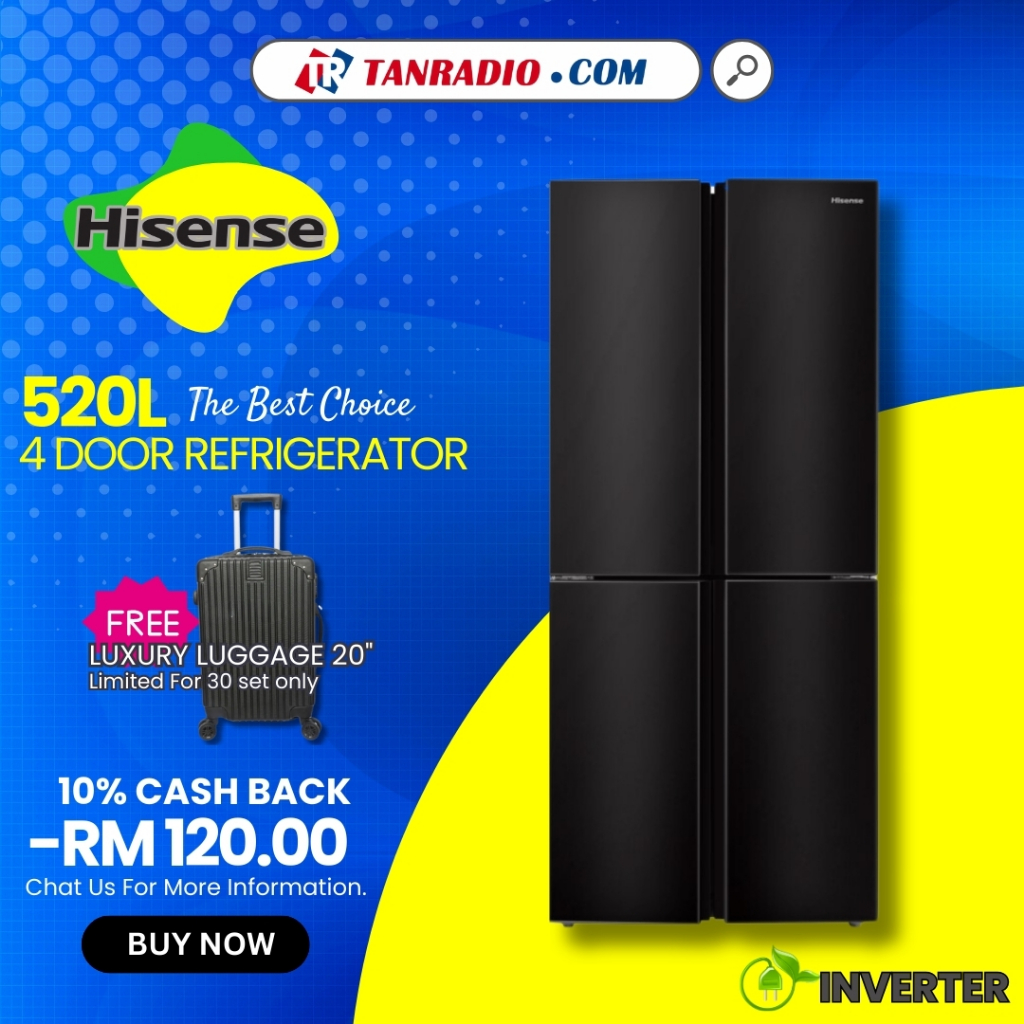 Hisense 4 Door Side By Side Inverter Multi Door Fridge 冰箱雪柜 (520L) Q515N4AB1 Shopee Malaysia