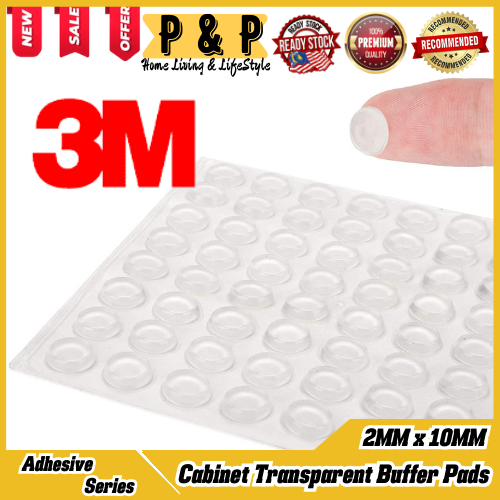 3M ( 2MM x 10MM ) Adhesive Transparent Buffer Pads Cabinet Door Bumpers ...