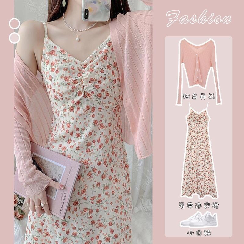 summer printed suspender dress