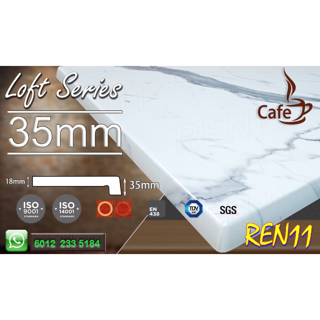 Restoran Furniture Meja Makan Solid Table Top White Marble Hardboard Without Leg Ready