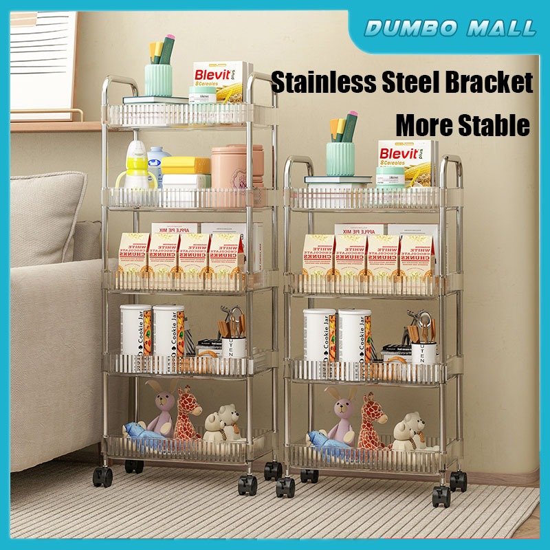 Trolley Storage Rack Transparent Rack With Wheels Kitchen Home Multi ...
