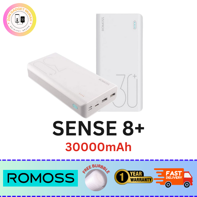 ROMOSS Sense 8 Plus 30000mAh, 18W Fast Charging Power Bank- 1 YEAR ...