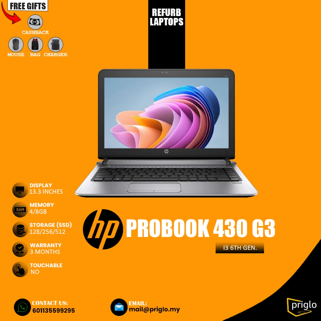 HP ProBook 430 G3 Laptop | Intel Core i3-6th Gen | 12.3