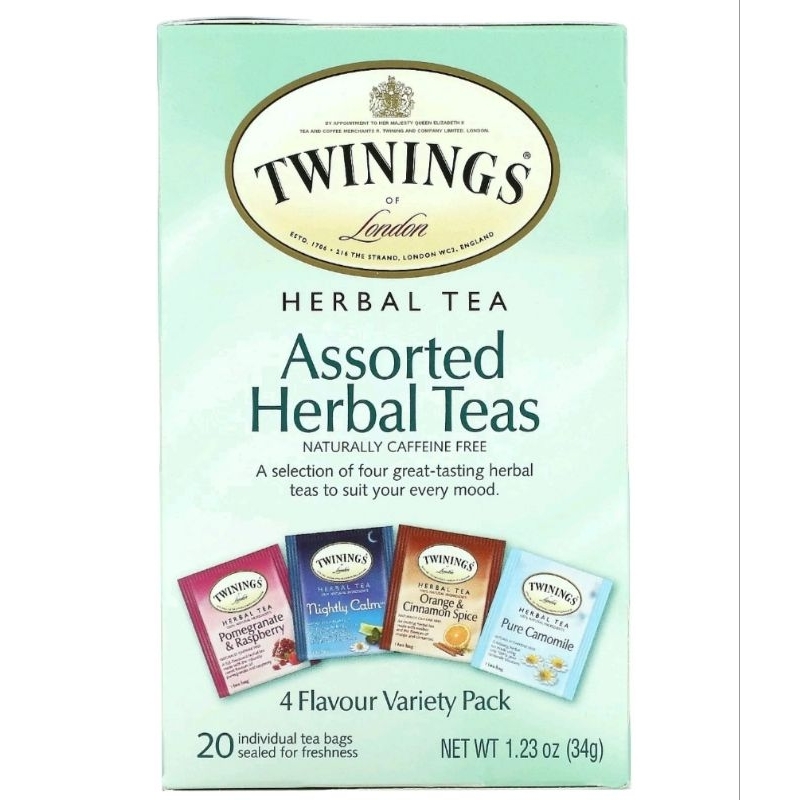 Twinings, Assorted Herbal Teas, Variety Pack, Caffeine Free, 20 Tea ...