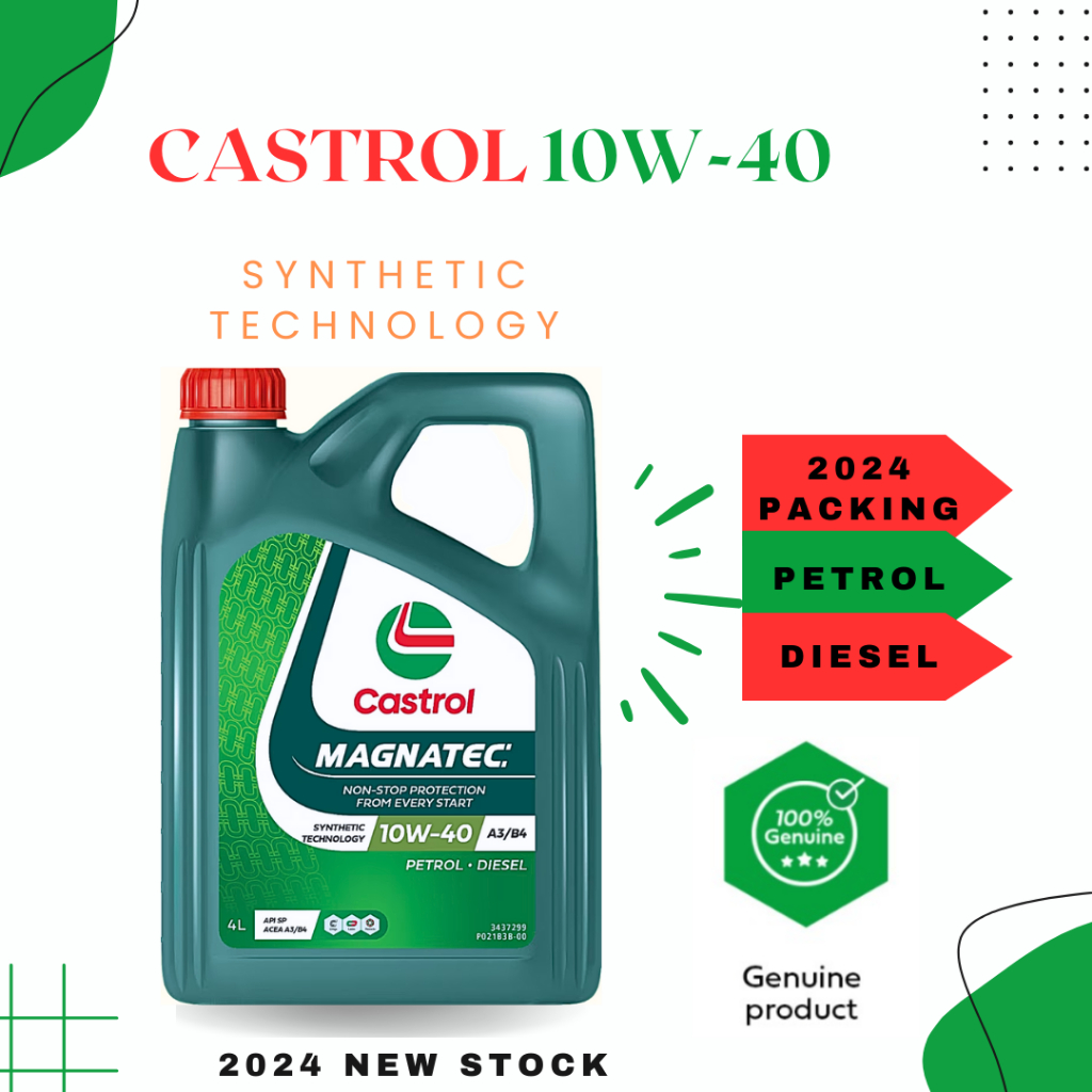 (𝟏𝟎𝟎% 𝐎𝐫𝐢𝐠𝐢𝐧𝐚𝐥) (2024 Stock) Castrol Magnatec 10W40 Semi Synthetic ...