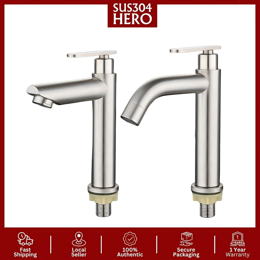 SUS15 Bathroom SUS304 Stainless Steel Pillar Sink Basin Water Tap (SKU ...