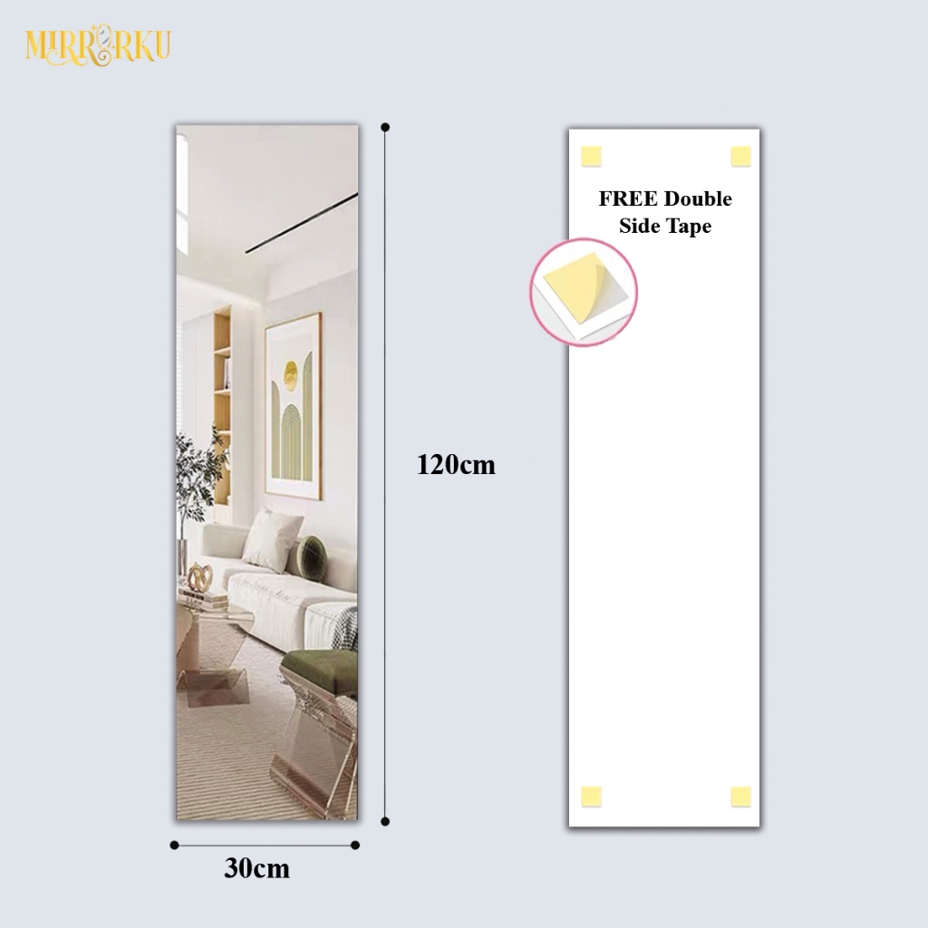 MIRRORKU Acrylic Wall Mirror Sticker Long Mirror HD Cermin Tampal