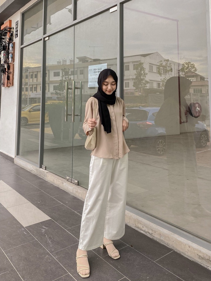 Rossa Top plain loose simple modest korean style fashion aesthetic vintage women muslimah blouse Shopee Malaysia
