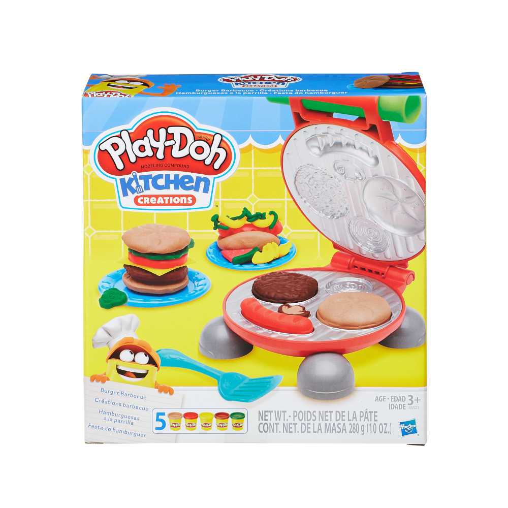 Play-Doh Kitchen Creations Burger Barbecue With 5 Play Doh Color Can ...