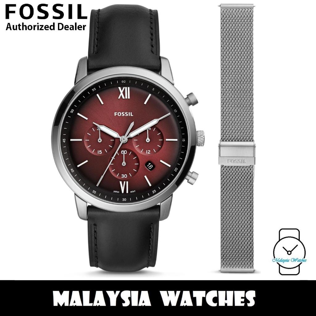 OFFICIAL WARRANTY Fossil Men s FS5600SET Neutra Chronograph Black Leather Watch Interchangeable Bracelet Box Set Shopee Malaysia