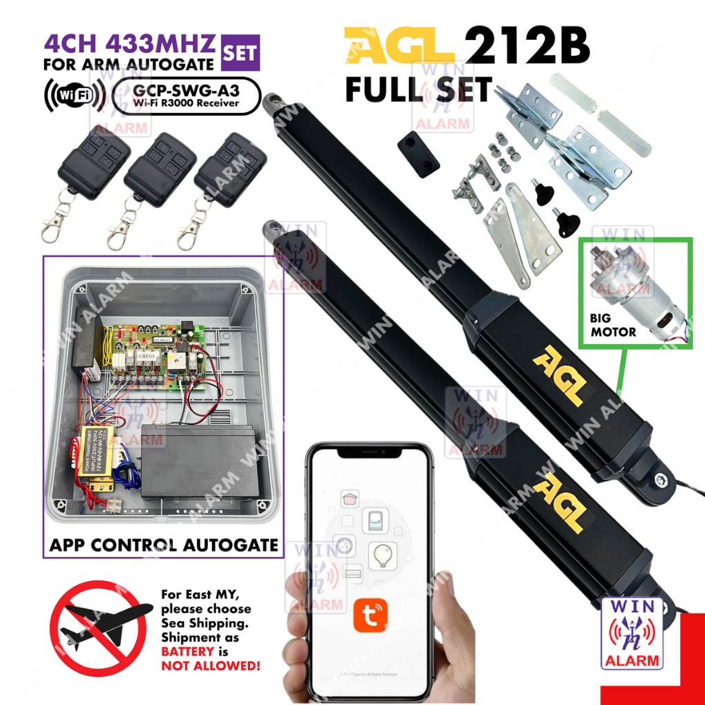 WIFI AGL 212B ( 4CH 433MHZ ) ( FULL SET ) Swing folding arm autogate ...