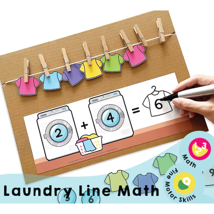 Softcopy] 103- Laundry Line Math Activity Printable Montessori Toddler ...