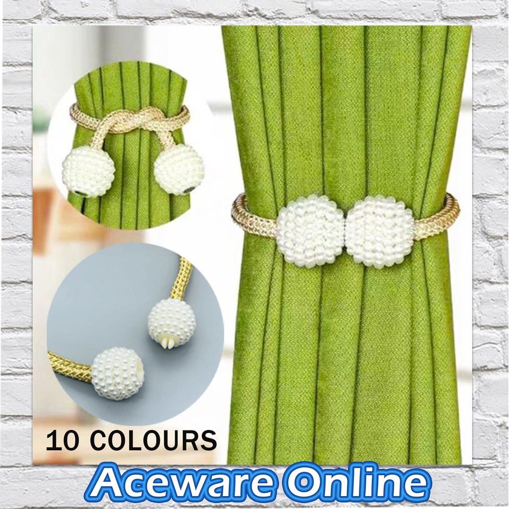 10 COLOURS 1PC Curtain Tier Rope Buckle Pearl Ball Design Tieback Clip ...