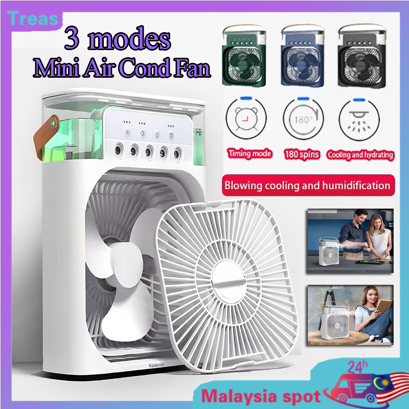 6 Inches Air Conditioner Cooling Fan With 5 Sprays 7 Color Light ...