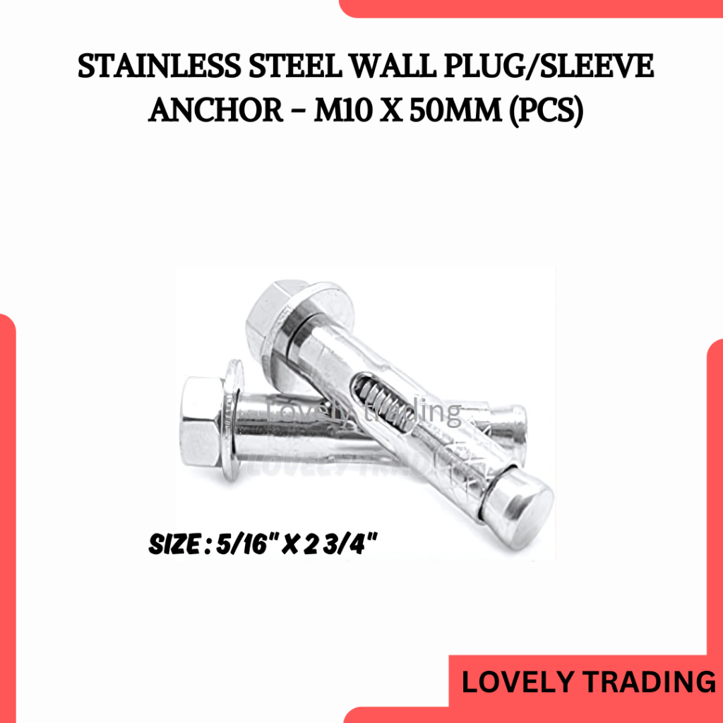 [ READYSTOCK !! ] STAINLESS STEEL WALL PLUG/SLEEVE ANCHOR M10 X 50MM