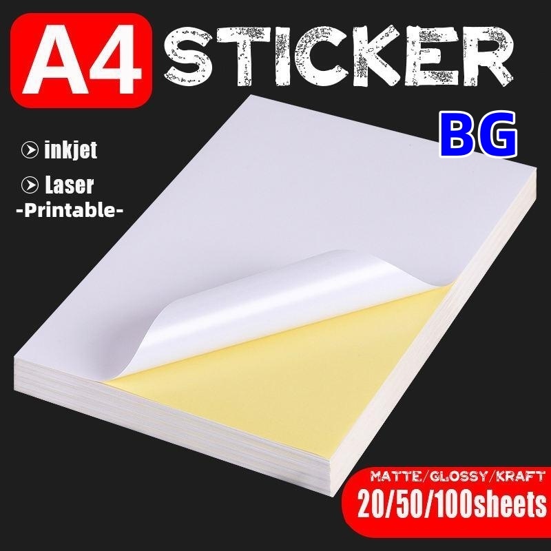 BG Printable Sticker Paper A4 SIZE matte/glossy/kraft for laser/Inkjet ...