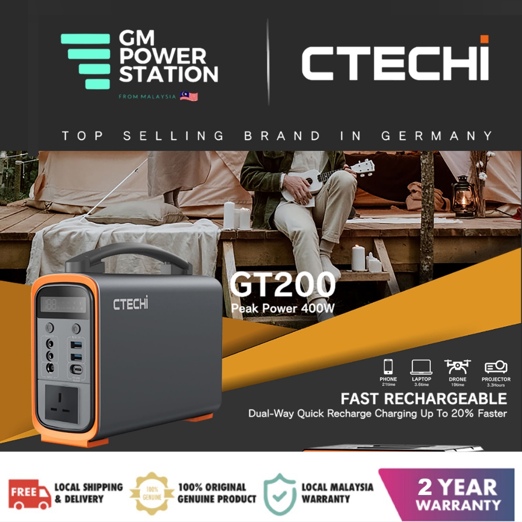 CTECHI POWER STATION PEAK 400W POWER , 320WH LIFEPO4 lithium | Shopee ...