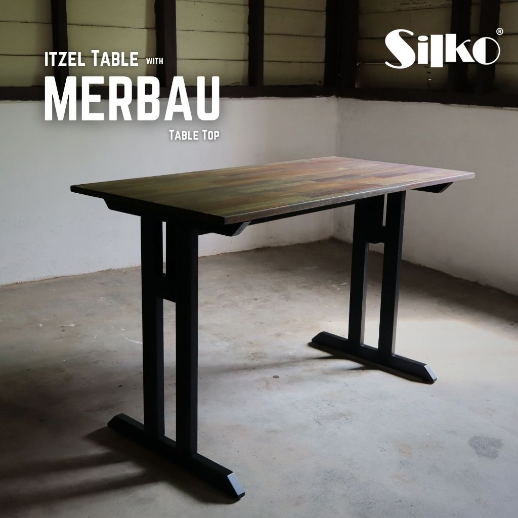 Itzel Table with MERBAU Tabletop 100% solidwood for working table study ...