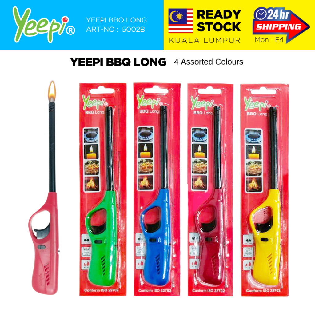 Yeepi BBQ Long Refillable Butane Gas Lighter Multicolour 1 Outer 12 Units Shopee Malaysia